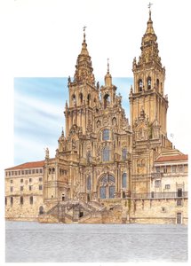 Santiago de Compostela. Nyugati homlokzat. Spanyolország